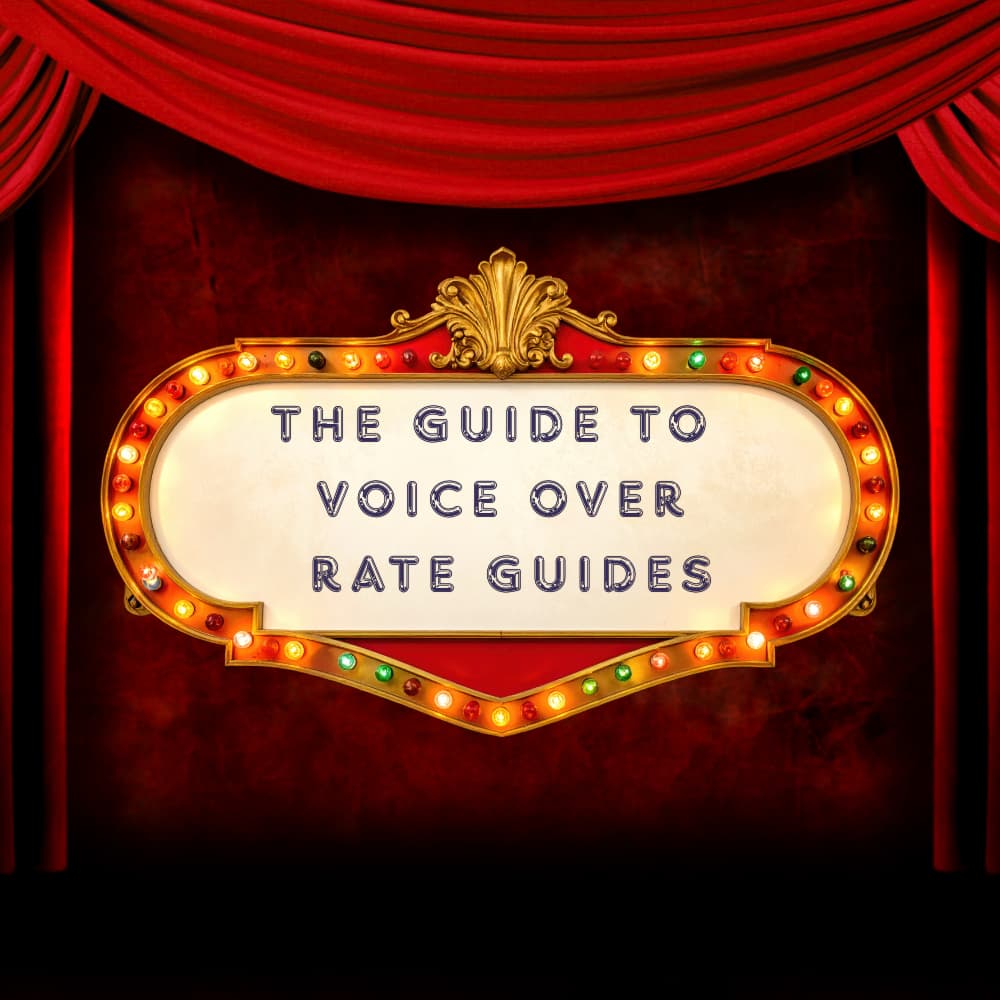 The Guide to Voiceover Rate Guides. Title on a Marquee in a Theater